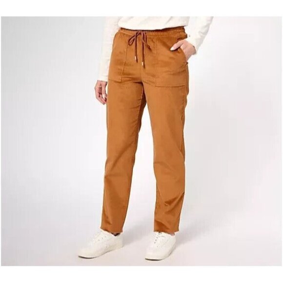 Denim & Co. Heritage Pull on Drawstring Corduroy Pant British Tan 2X A619579 - Picture 1 of 1